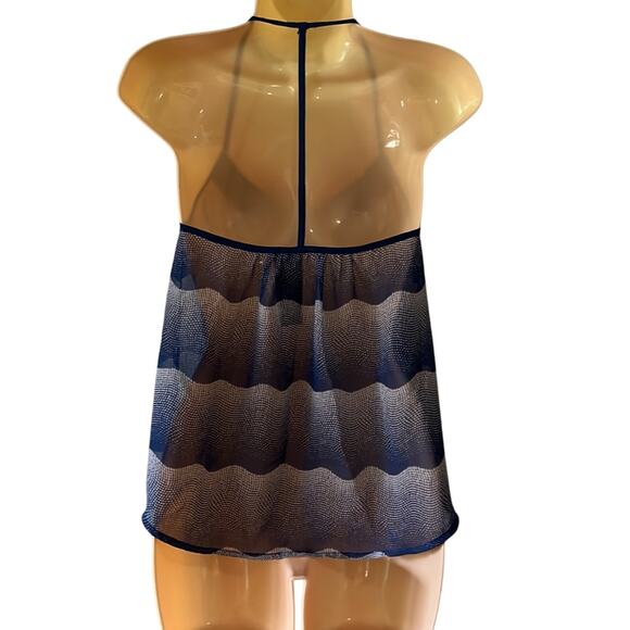 Olivaceous Size M Blue & White Chiffon Print Blouse Summer - Picture 3 of 10